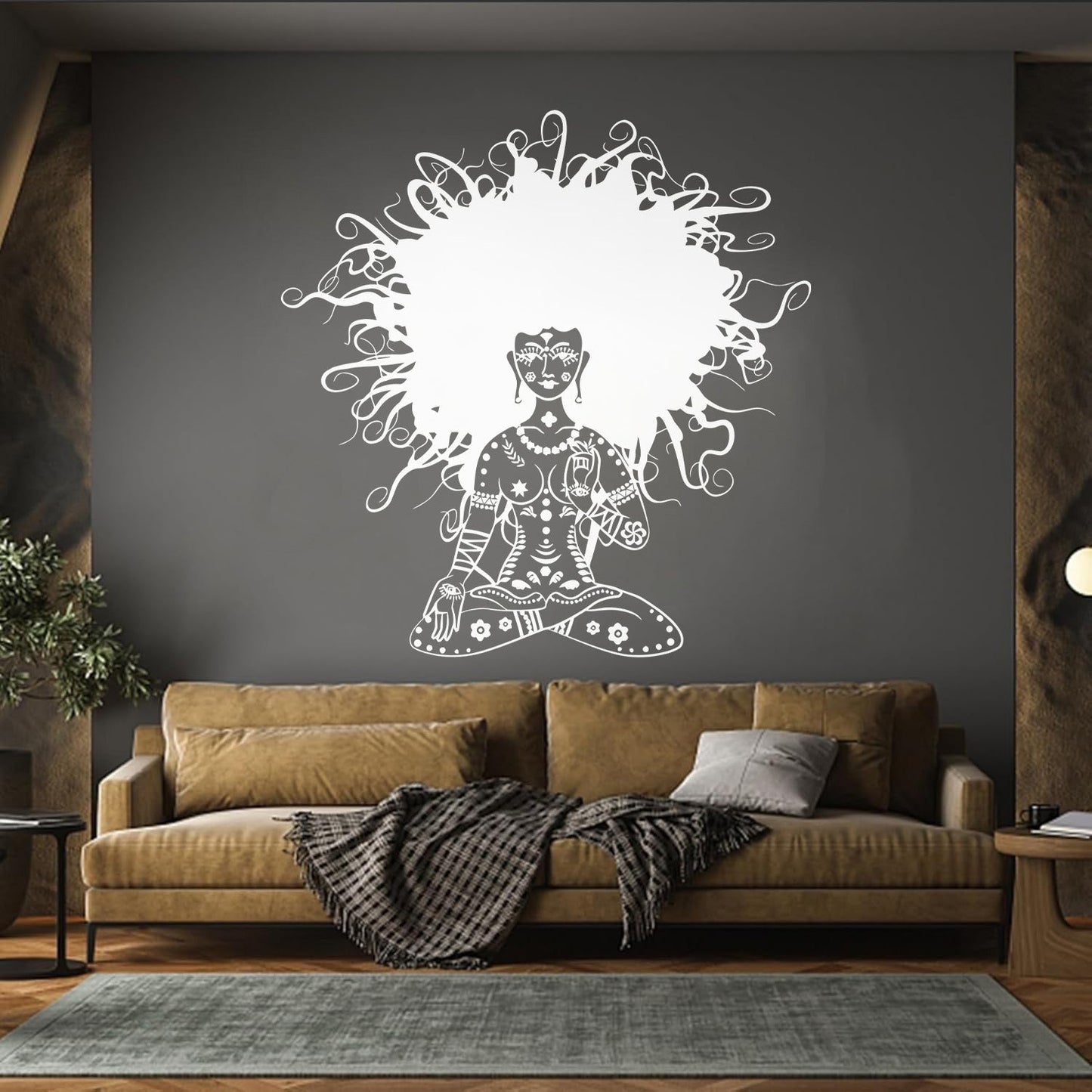 Meditation Yoga Girl Woman Lotus Pose Chakra Lettering Stickers Removable Without Leaving Glue