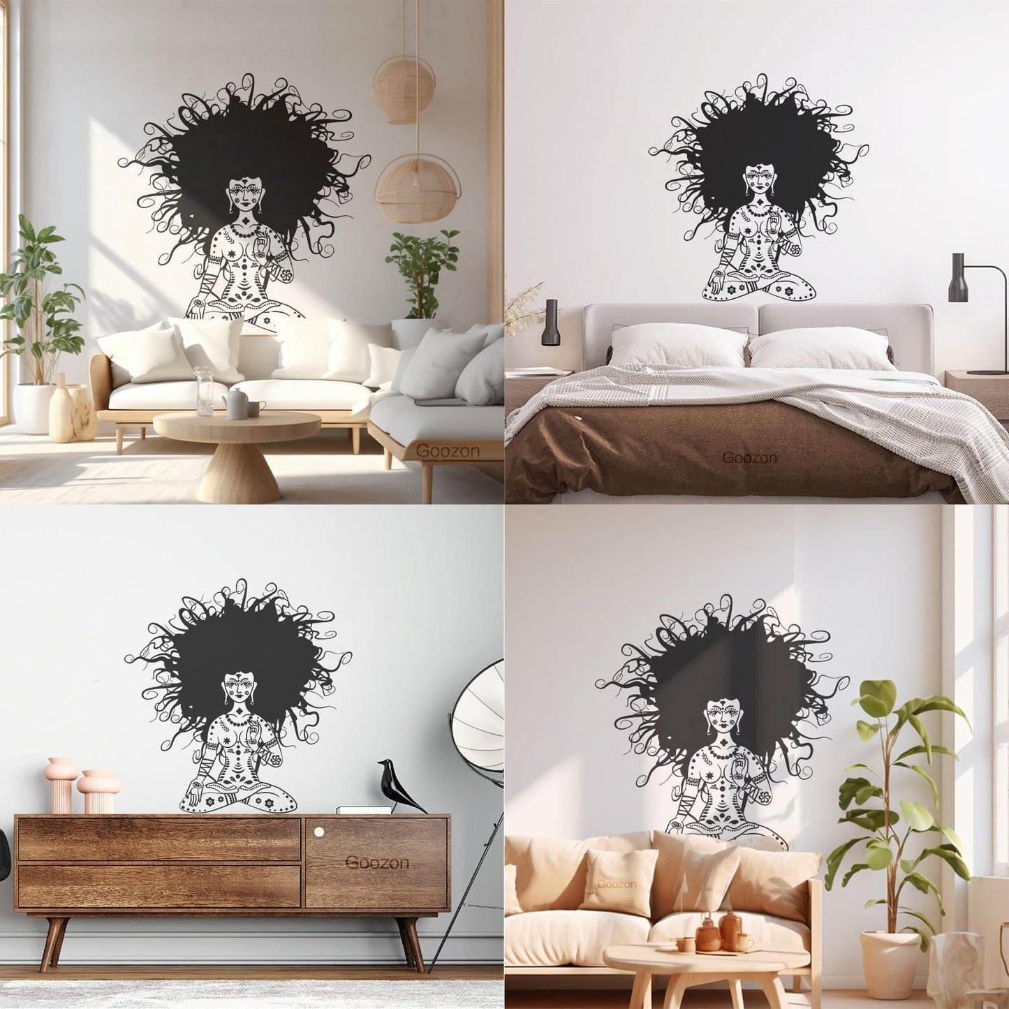 Meditation Yoga Girl Woman Lotus Pose Chakra Lettering Stickers Removable Without Leaving Glue