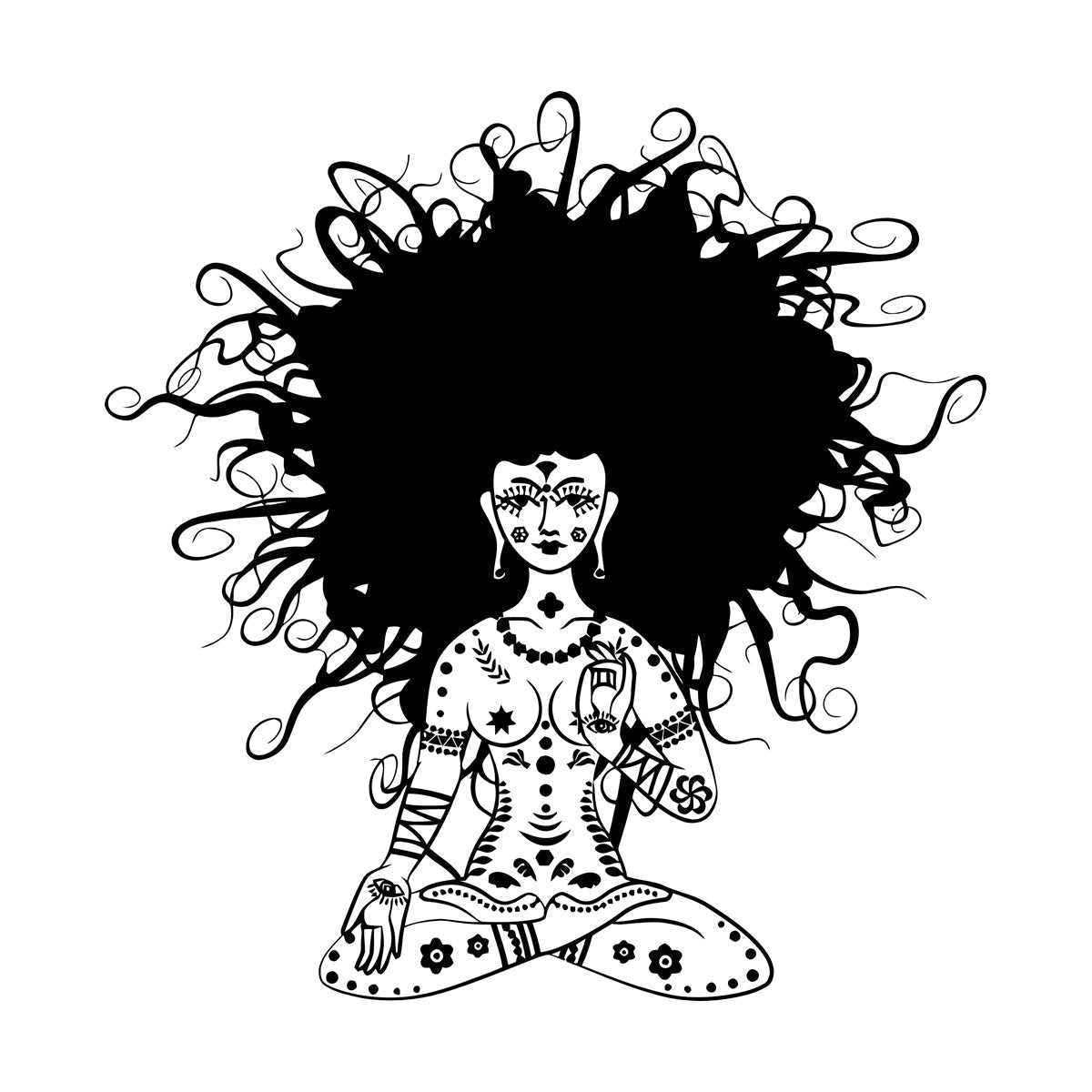 Meditation Yoga Girl Woman Lotus Pose Chakra Lettering Stickers Removable Without Leaving Glue