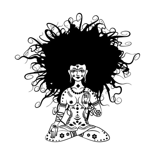 Meditation Yoga Girl Woman Lotus Pose Chakra Lettering Stickers Removable Without Leaving Glue