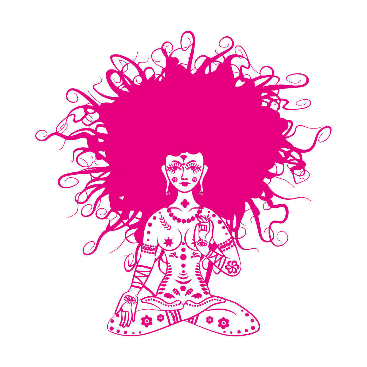 Meditation Yoga Girl Woman Lotus Pose Chakra Lettering Stickers Removable Without Leaving Glue