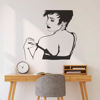 Naked Hot Appeal Girl Woman Striptease Back Mural And Wall Vinyl Decal Art Mural Painting