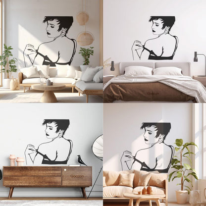 Naked Hot Appeal Girl Woman Striptease Back Mural And Wall Vinyl Decal Art Mural Painting