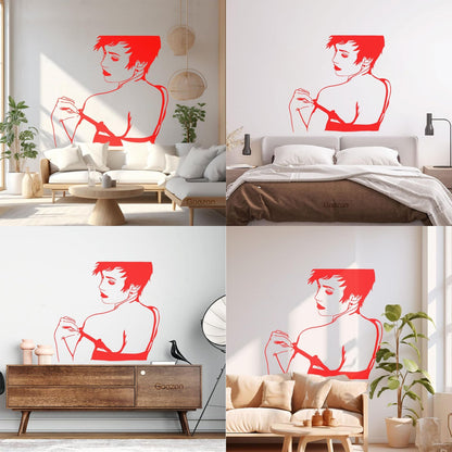 Naked Hot Appeal Girl Woman Striptease Back Mural And Wall Vinyl Decal Art Mural Painting