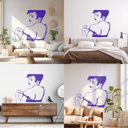 Naked Hot Appeal Girl Woman Striptease Back Mural And Wall Vinyl Decal Art Mural Painting