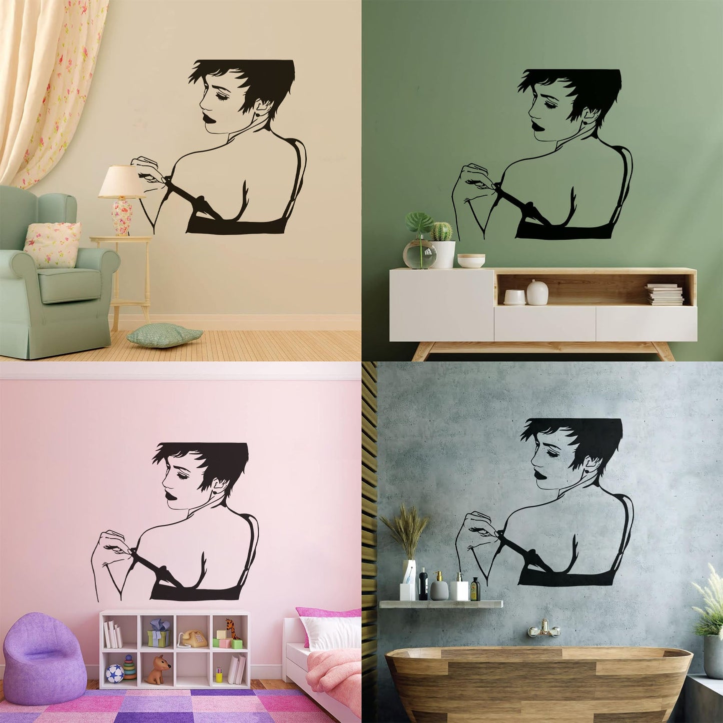 Naked Hot Appeal Girl Woman Striptease Back Mural And Wall Vinyl Decal Art Mural Painting