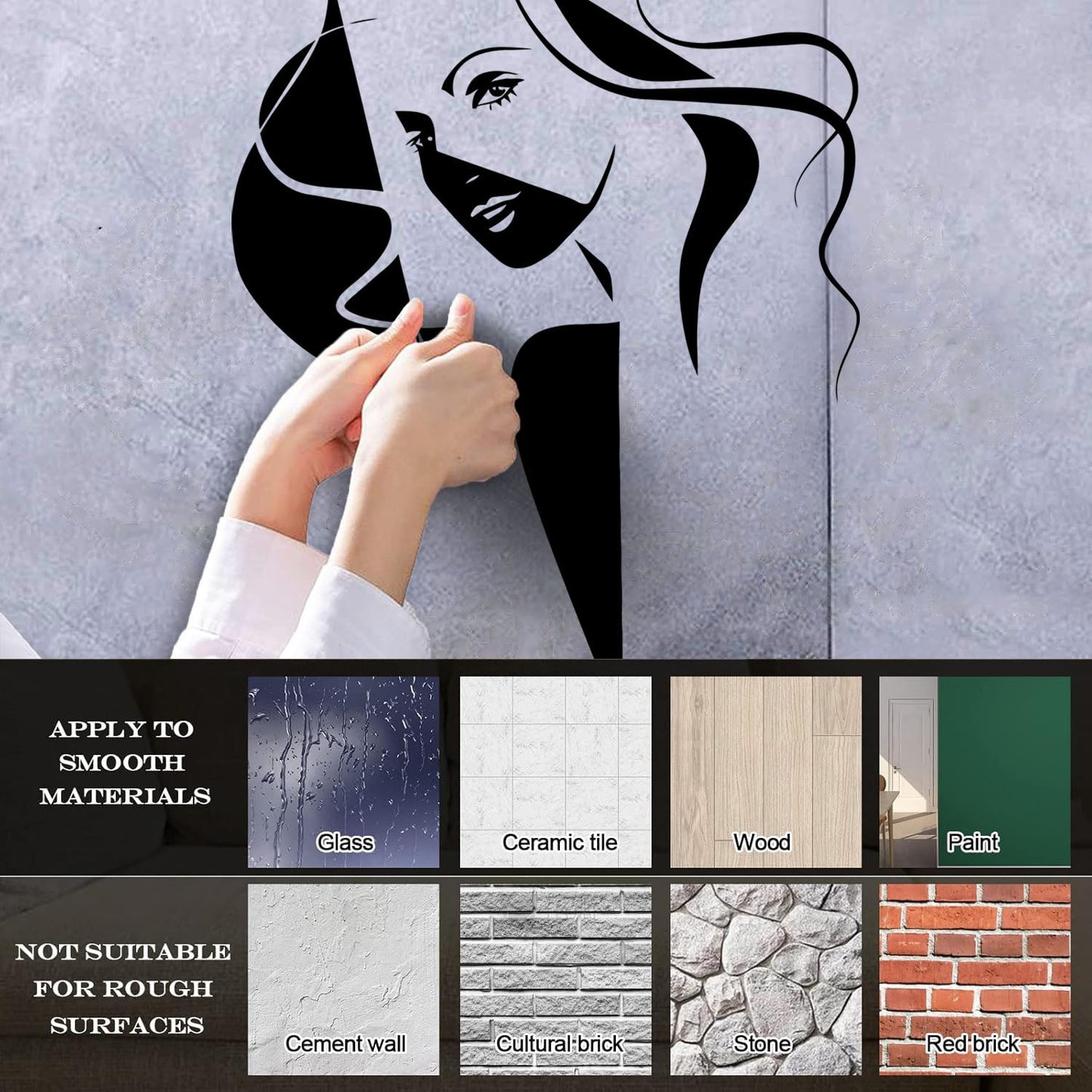 Vinyl Wall Decals Pop Beauty Salon Woman Girl Self Adhesive