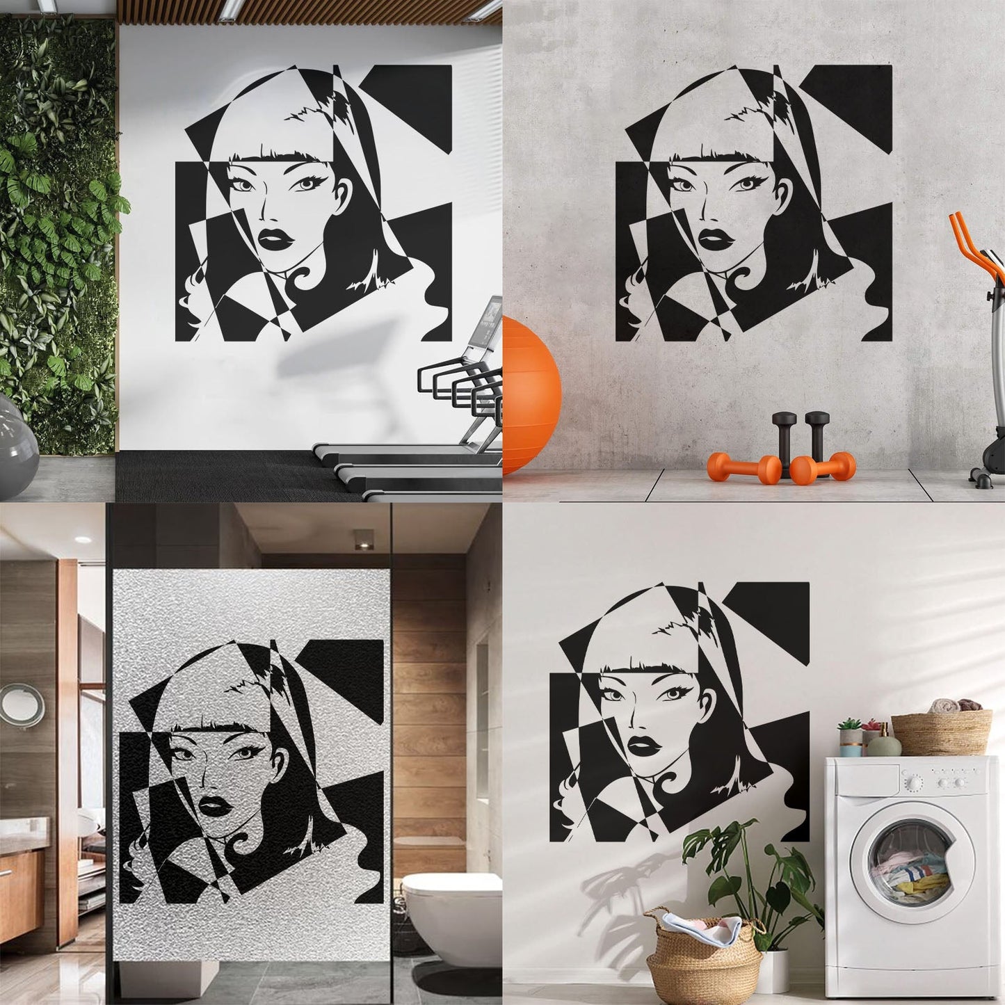 Engraving Decals Pop Girl Beauty Salon Woman Do Not Damage The Wall Surface