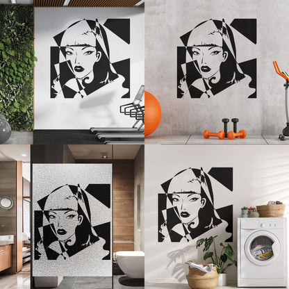 Engraving Decals Pop Girl Beauty Salon Woman Do Not Damage The Wall Surface