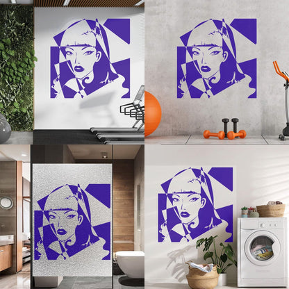 Engraving Decals Pop Girl Beauty Salon Woman Do Not Damage The Wall Surface