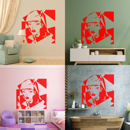 Engraving Decals Pop Girl Beauty Salon Woman Do Not Damage The Wall Surface