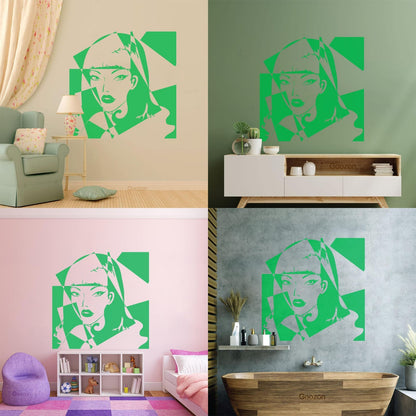 Engraving Decals Pop Girl Beauty Salon Woman Do Not Damage The Wall Surface