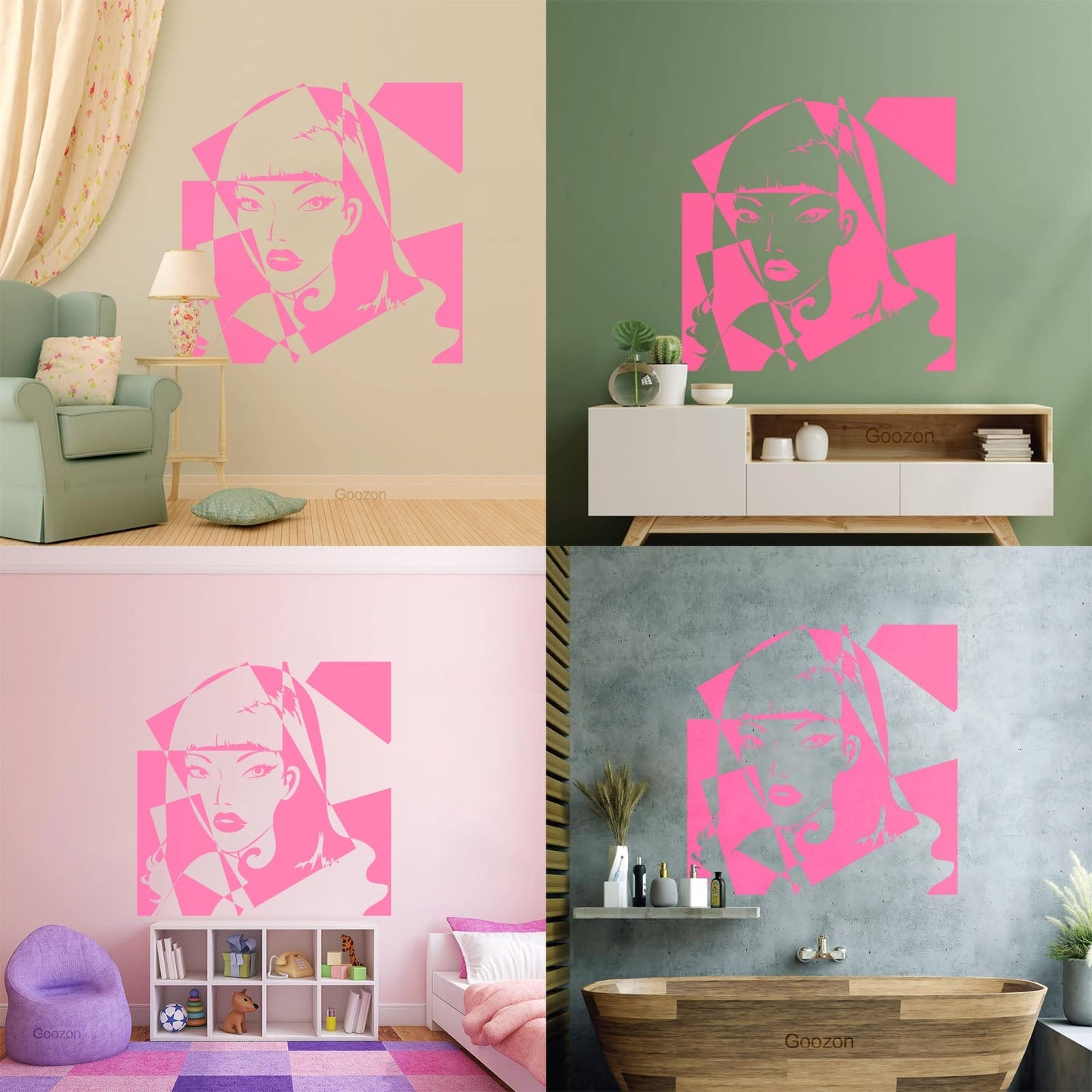 Engraving Decals Pop Girl Beauty Salon Woman Do Not Damage The Wall Surface