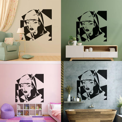 Engraving Decals Pop Girl Beauty Salon Woman Do Not Damage The Wall Surface