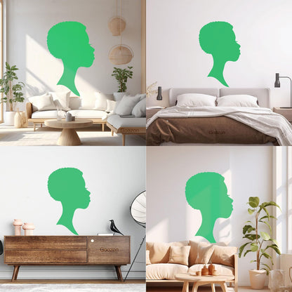 Wall Vinyl Sticker Decor Profile Afro Woman Girl Face Beauty Fashion Easy Installation