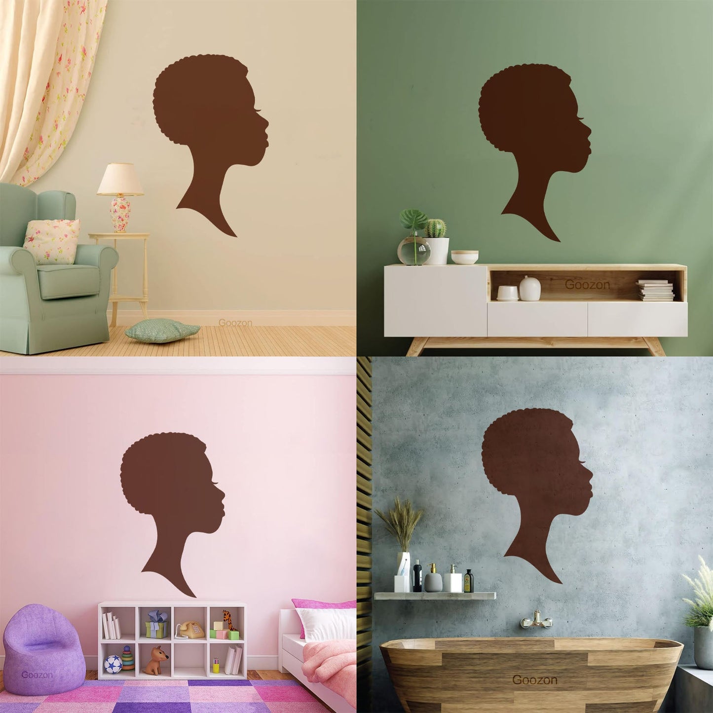 Wall Vinyl Sticker Decor Profile Afro Woman Girl Face Beauty Fashion Easy Installation
