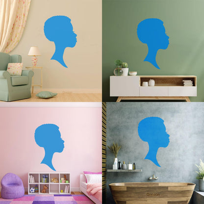 Wall Vinyl Sticker Decor Profile Afro Woman Girl Face Beauty Fashion Easy Installation