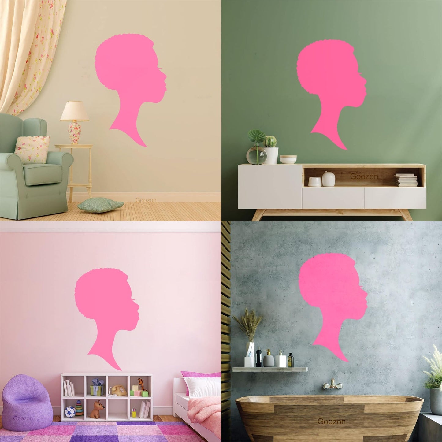 Wall Vinyl Sticker Decor Profile Afro Woman Girl Face Beauty Fashion Easy Installation