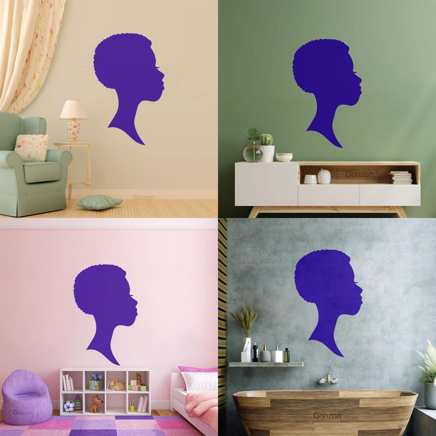 Wall Vinyl Sticker Decor Profile Afro Woman Girl Face Beauty Fashion Easy Installation