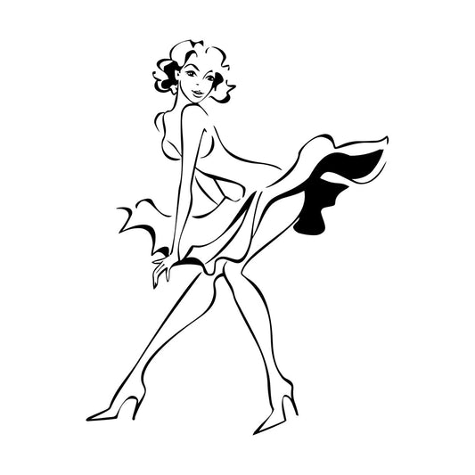 Lettering Stickers Retro Appeal Girl Beauty Woman Dress Wall Beautification