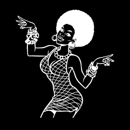 Engraving Decals Appeal Disco Girl Beauty Woman Afro Style Hippie Tattoo Culture