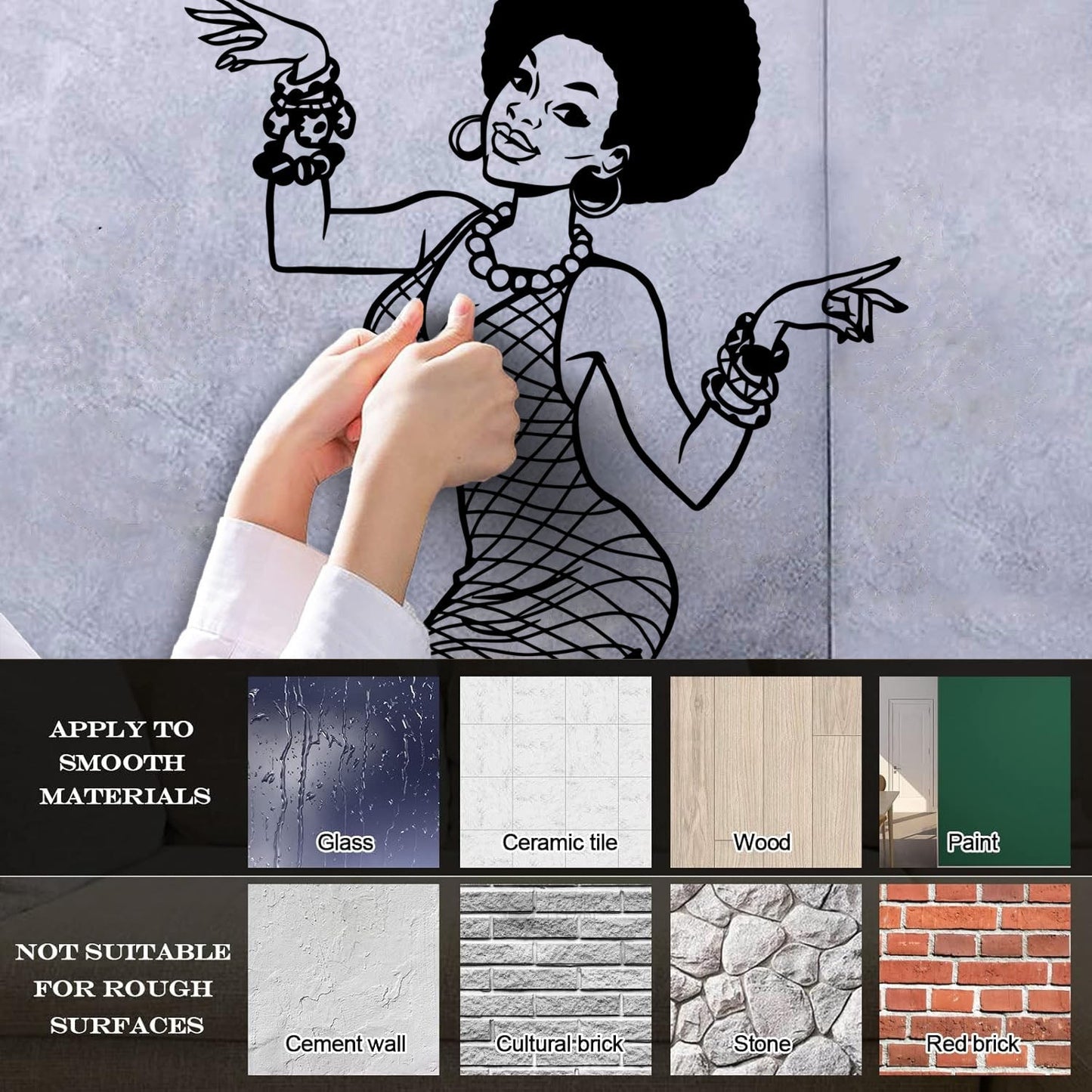 Engraving Decals Appeal Disco Girl Beauty Woman Afro Style Hippie Tattoo Culture