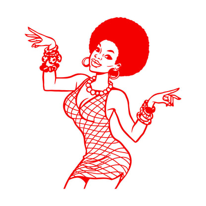 Engraving Decals Appeal Disco Girl Beauty Woman Afro Style Hippie Tattoo Culture
