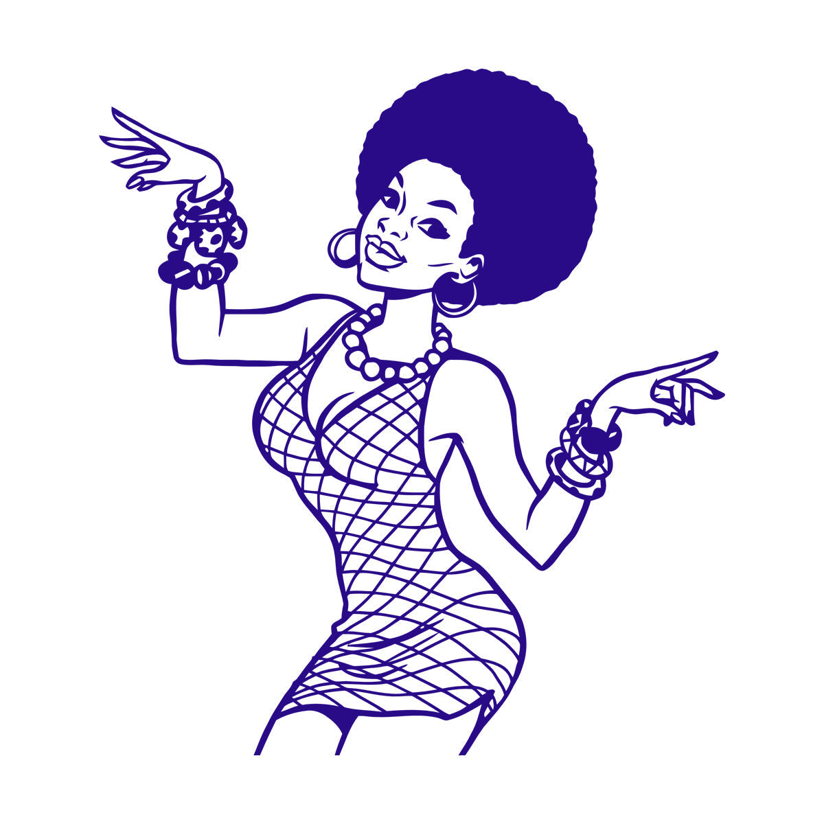 Engraving Decals Appeal Disco Girl Beauty Woman Afro Style Hippie Tattoo Culture