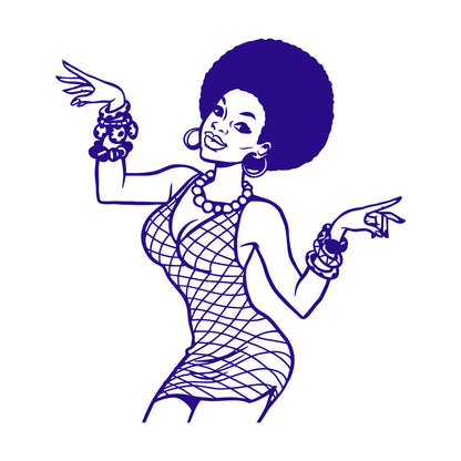 Engraving Decals Appeal Disco Girl Beauty Woman Afro Style Hippie Tattoo Culture