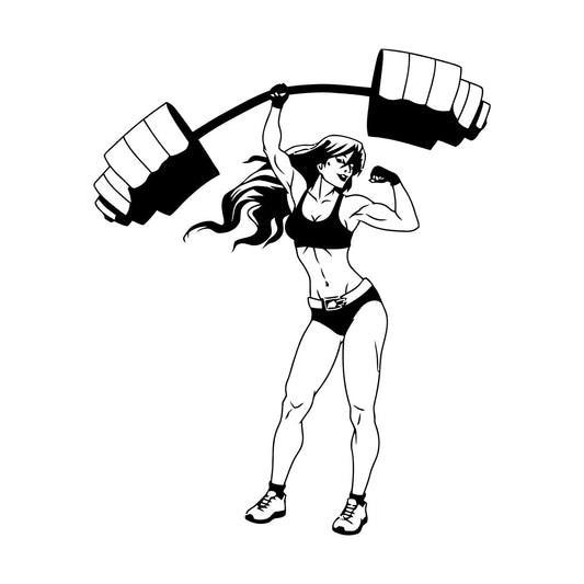 Mural And Wall Vinyl Decal Appeal Fitnesscenter Girl Gymnastics Sports Woman Barbell Removable Without Leaving Glue