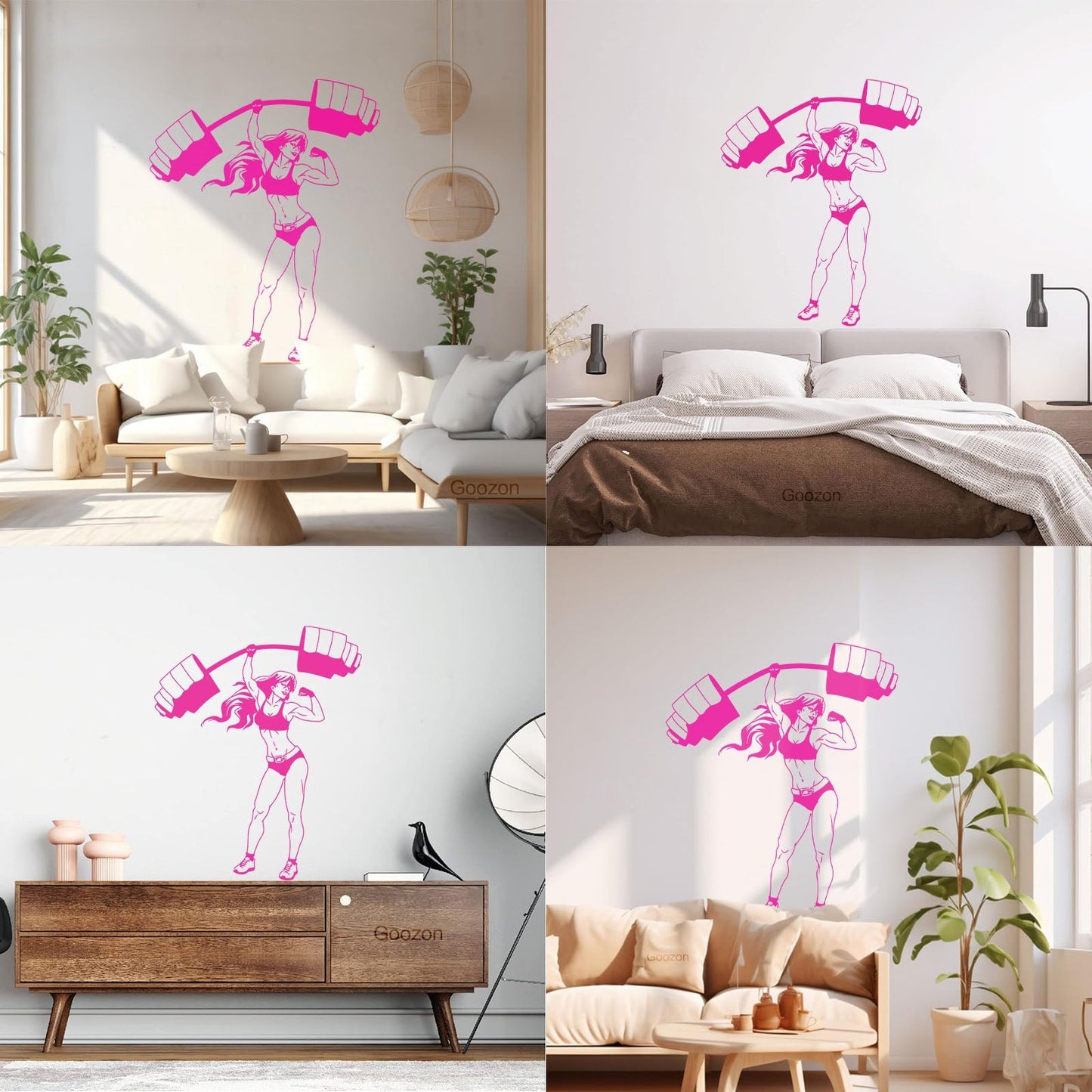 Mural And Wall Vinyl Decal Appeal Fitnesscenter Girl Gymnastics Sports Woman Barbell Removable Without Leaving Glue