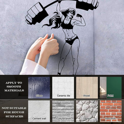 Mural And Wall Vinyl Decal Appeal Fitnesscenter Girl Gymnastics Sports Woman Barbell Removable Without Leaving Glue