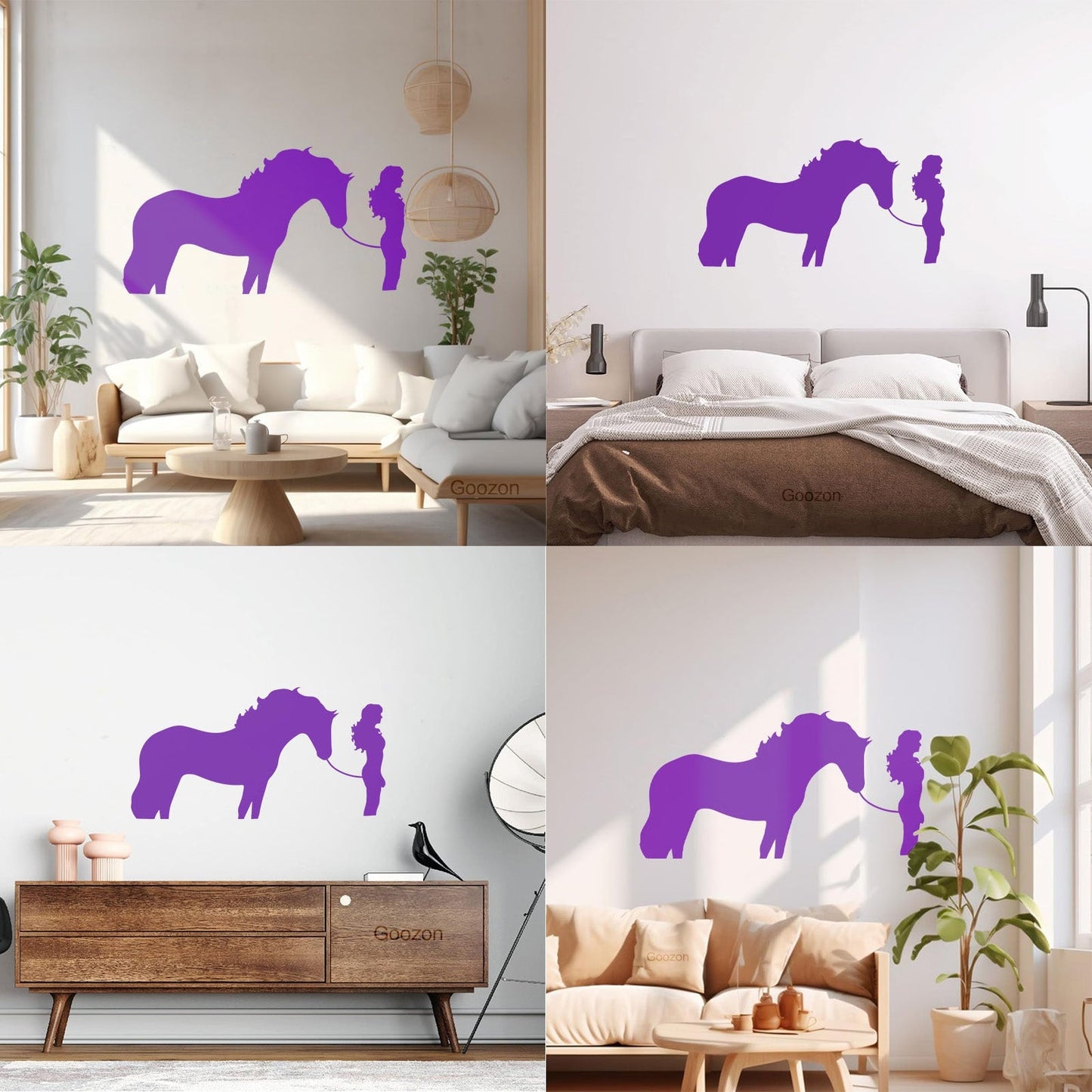 Engraving Decals Silhouette Woman With Horse Girl Window Decals