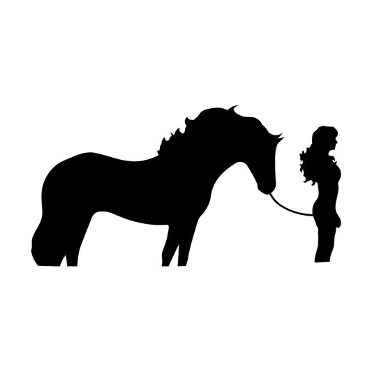 Engraving Decals Silhouette Woman With Horse Girl Window Decals