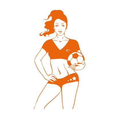 Soccer Girl Sports Woman Player Fine Carving Stickers Removable Without Leaving Glue