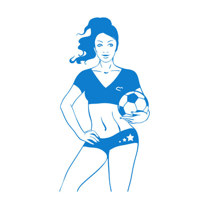 Soccer Girl Sports Woman Player Fine Carving Stickers Removable Without Leaving Glue