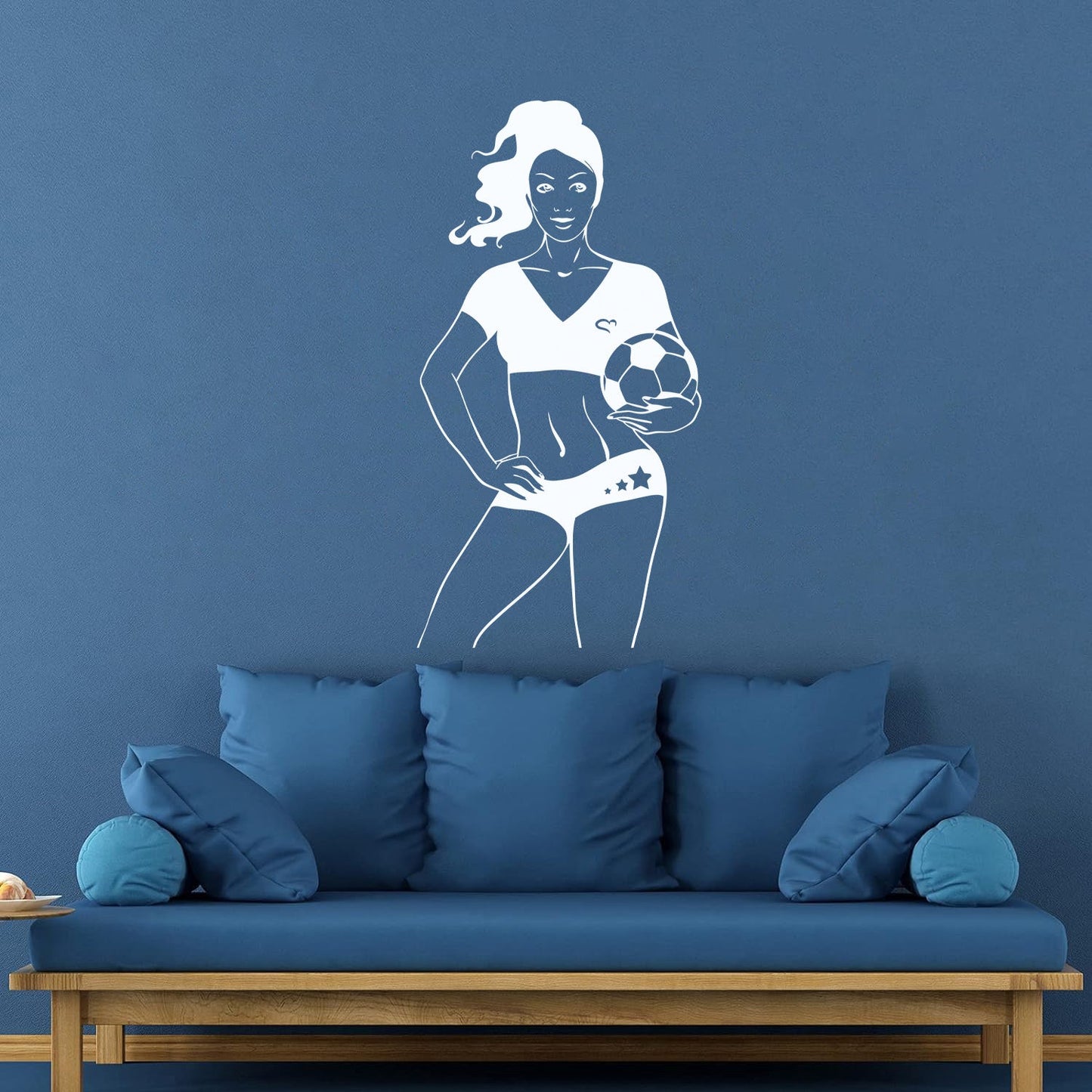 Soccer Girl Sports Woman Player Fine Carving Stickers Removable Without Leaving Glue