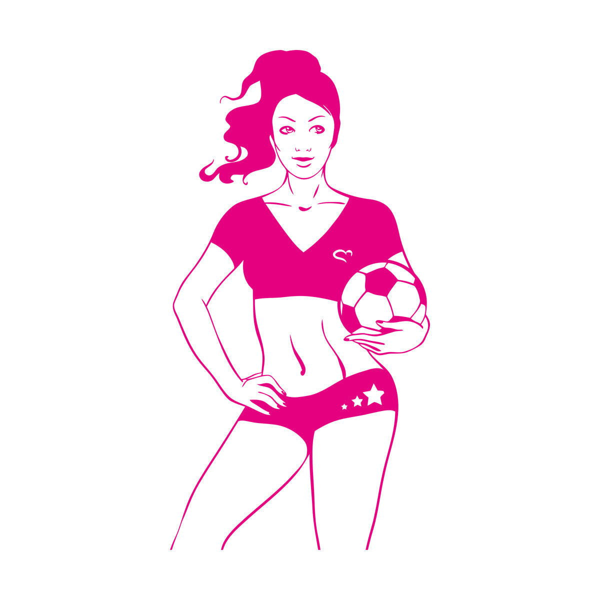 Soccer Girl Sports Woman Player Fine Carving Stickers Removable Without Leaving Glue