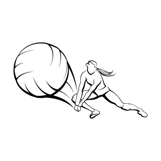Fine Carving Decals Sport Beach Volleyball Ball Girl Player Woman Do Not Damage The Wall Surface
