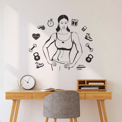 Vinyl Art Sticker Sports Girl Motivation Healthy Lifestyle Woman Gymnastics Multi Color Selection