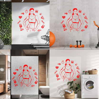 Vinyl Art Sticker Sports Girl Motivation Healthy Lifestyle Woman Gymnastics Multi Color Selection