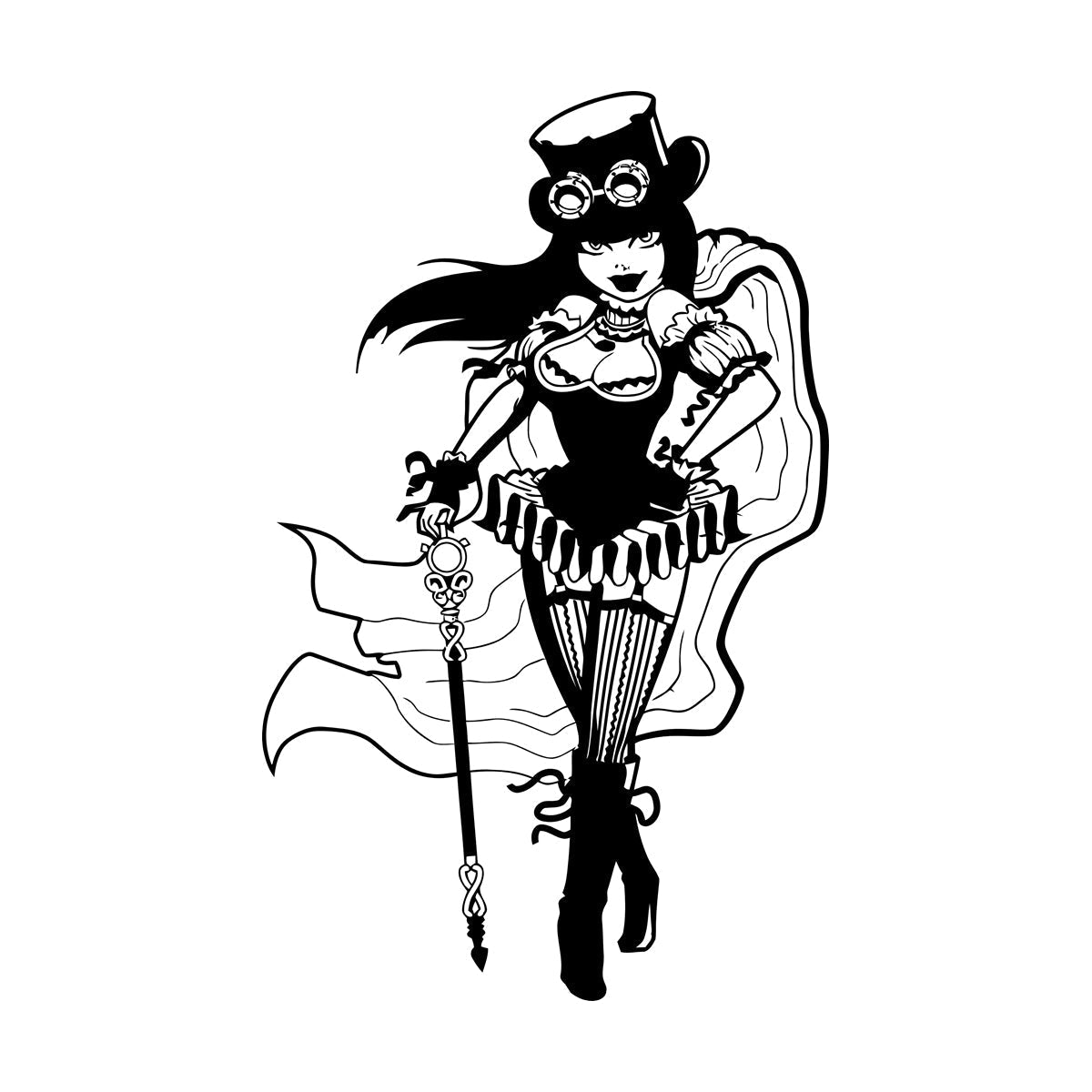 Lettering Decals Steampunk Girl Woman Fantasy Easy Installation