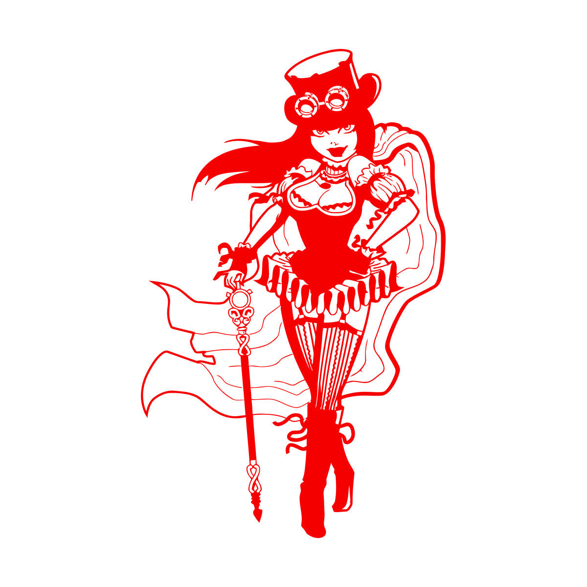 Lettering Decals Steampunk Girl Woman Fantasy Easy Installation