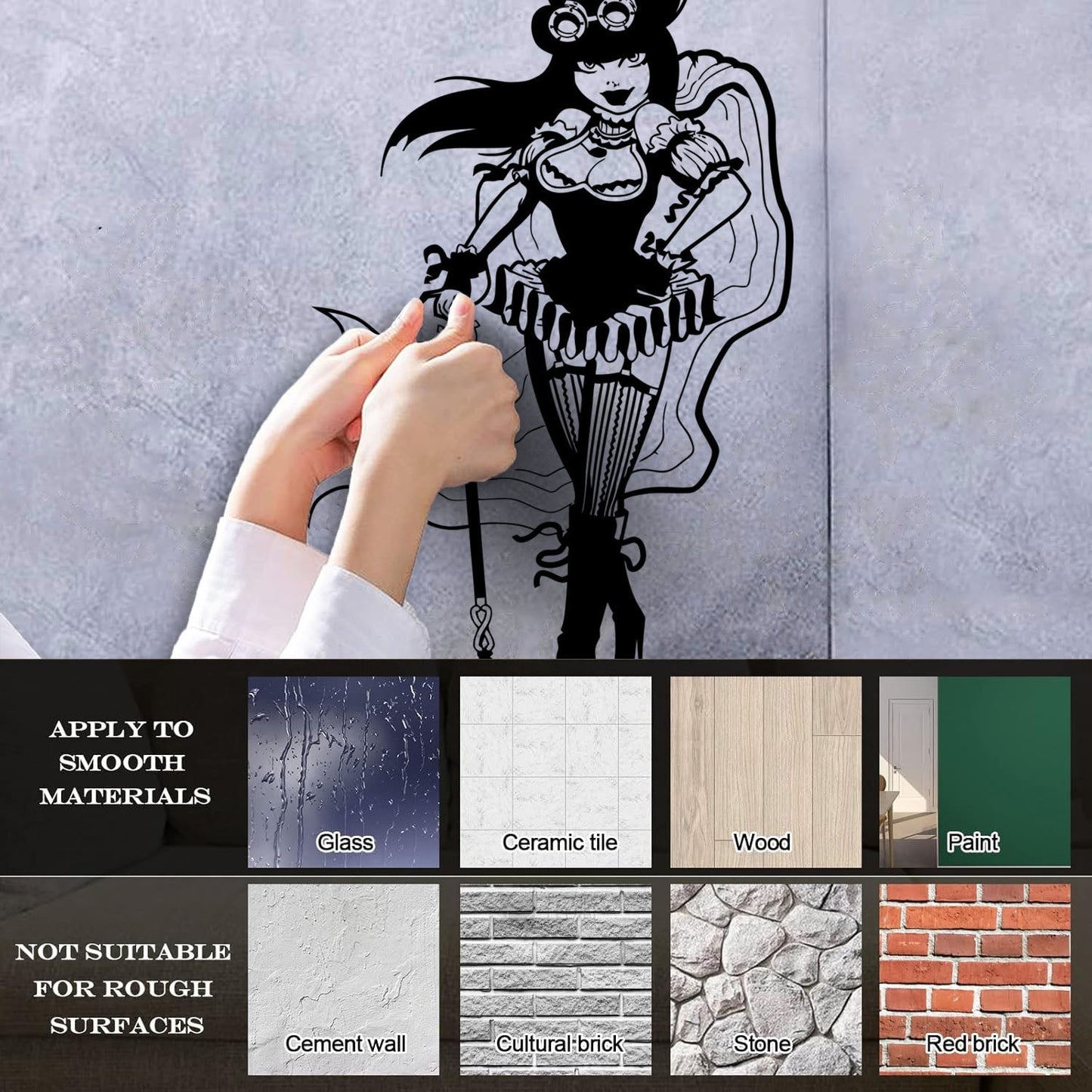 Lettering Decals Steampunk Girl Woman Fantasy Easy Installation