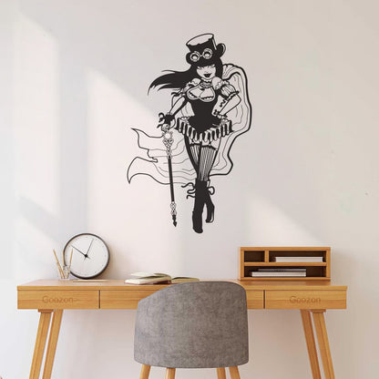 Lettering Decals Steampunk Girl Woman Fantasy Easy Installation
