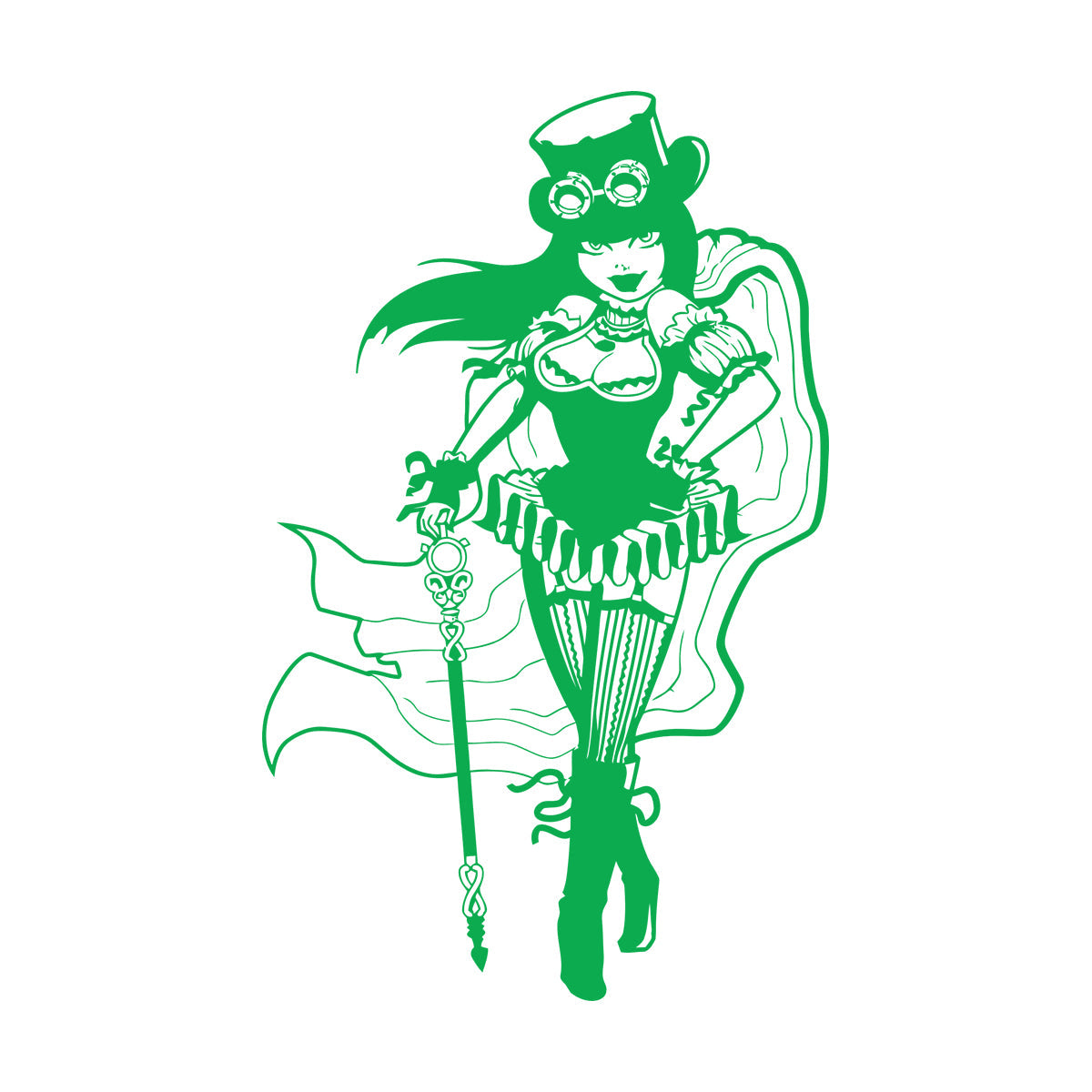 Lettering Decals Steampunk Girl Woman Fantasy Easy Installation