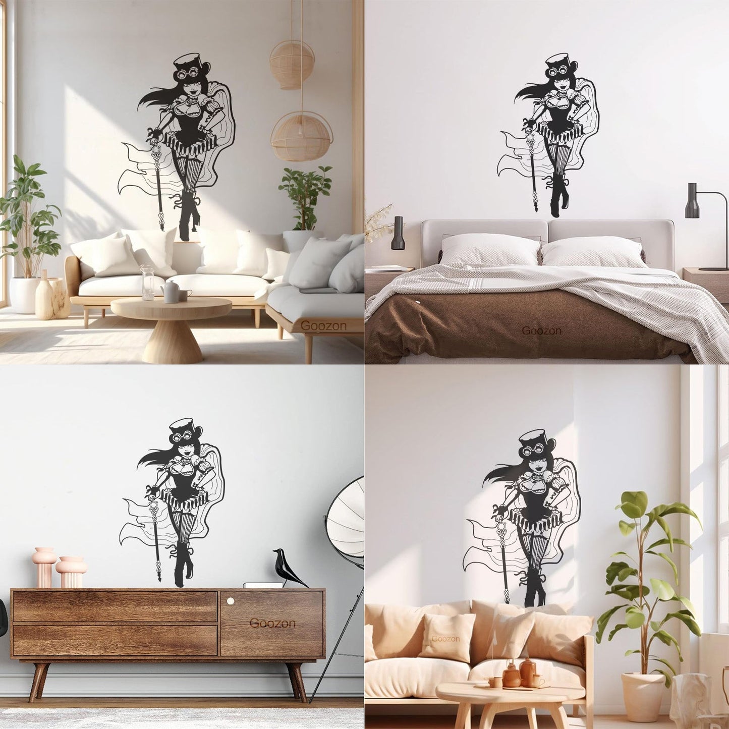 Lettering Decals Steampunk Girl Woman Fantasy Easy Installation