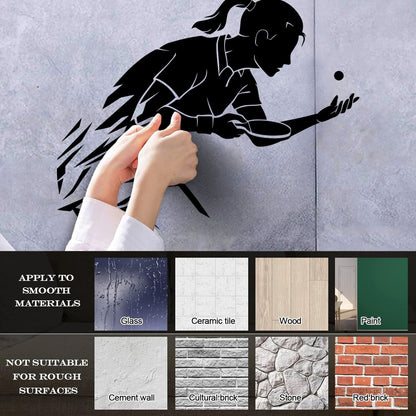 Mural And Wall Vinyl Decal Table Tennis Ping Pong Woman Girl Sport Home Wall Beautification