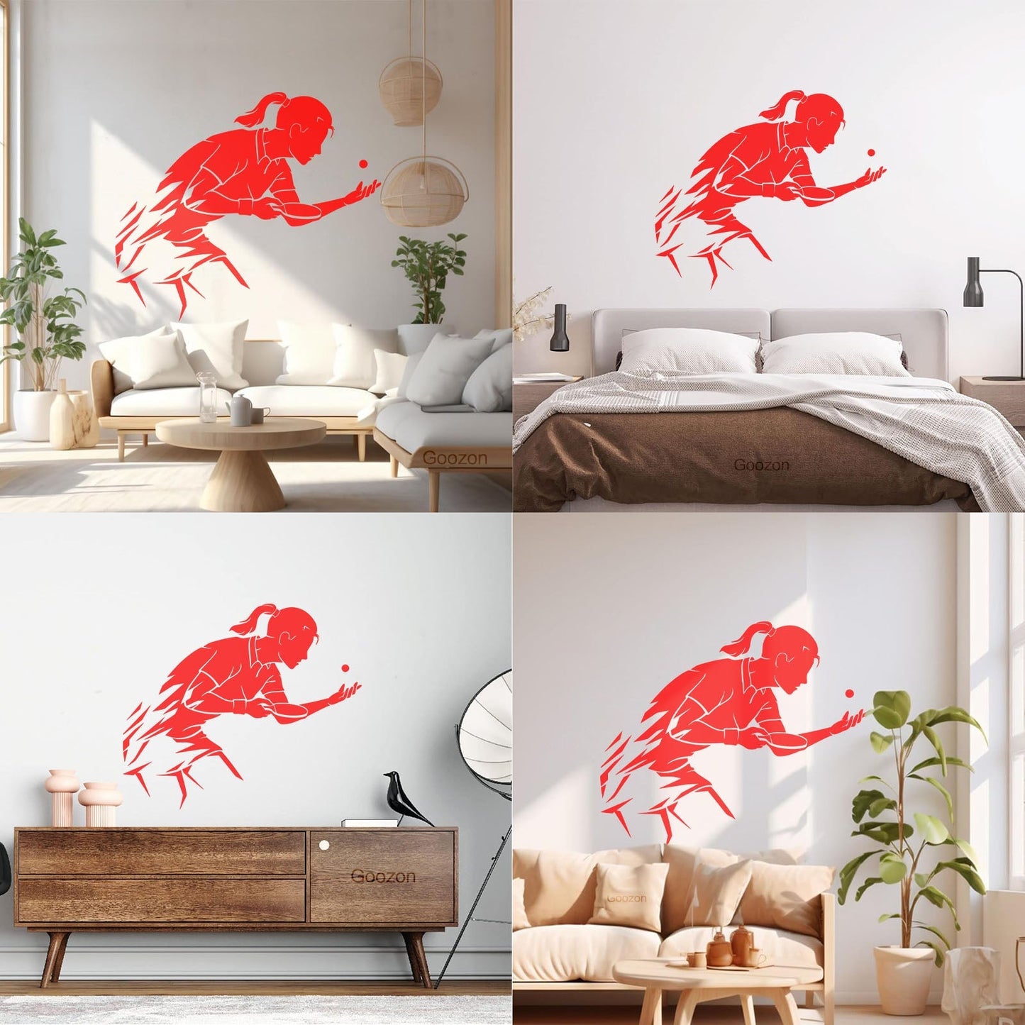 Mural And Wall Vinyl Decal Table Tennis Ping Pong Woman Girl Sport Home Wall Beautification