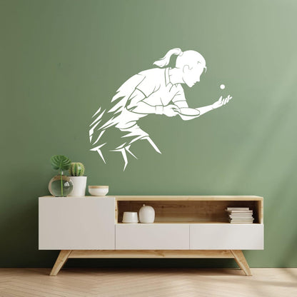 Mural And Wall Vinyl Decal Table Tennis Ping Pong Woman Girl Sport Home Wall Beautification